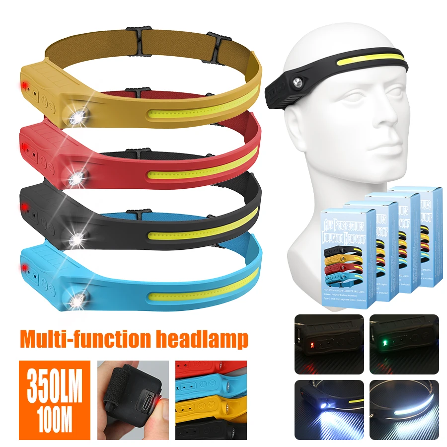 Headlamp Waterproof Rechargeable - Rechargeable Headlamp 350 Lumen Motion Sensor