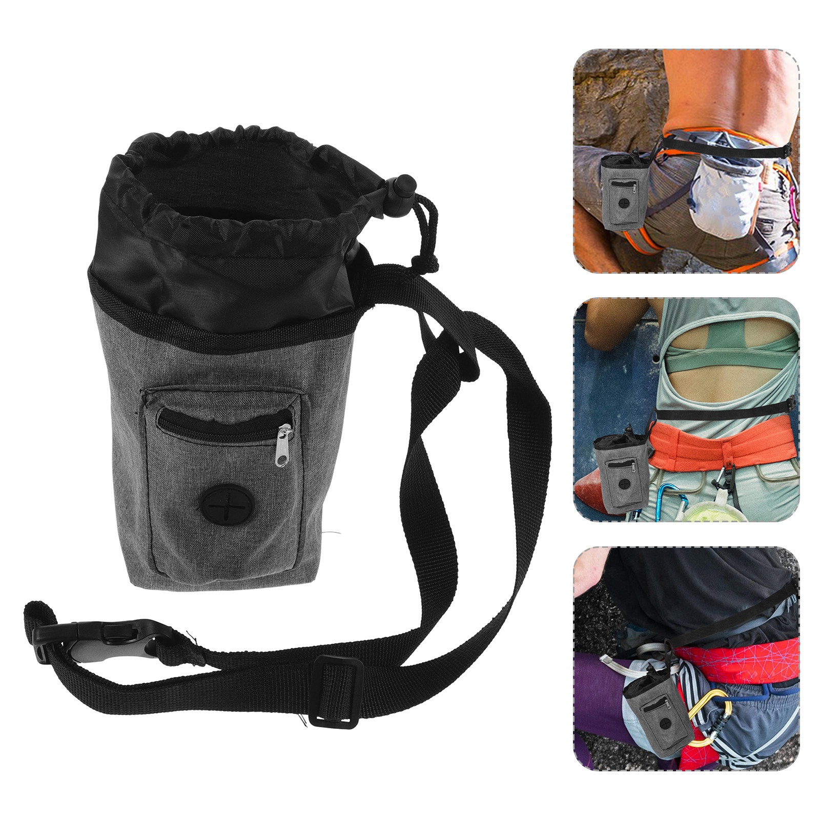 Chalk Bag Bouldering - Anti Slip Gray Climbing Chalk Bag