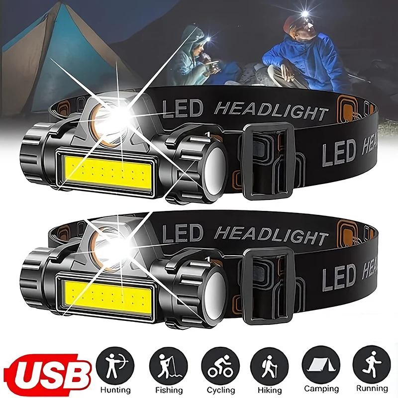 Headlamp Waterproof Rechargeable - Rechargeable COB LED USB Headlamp Strong