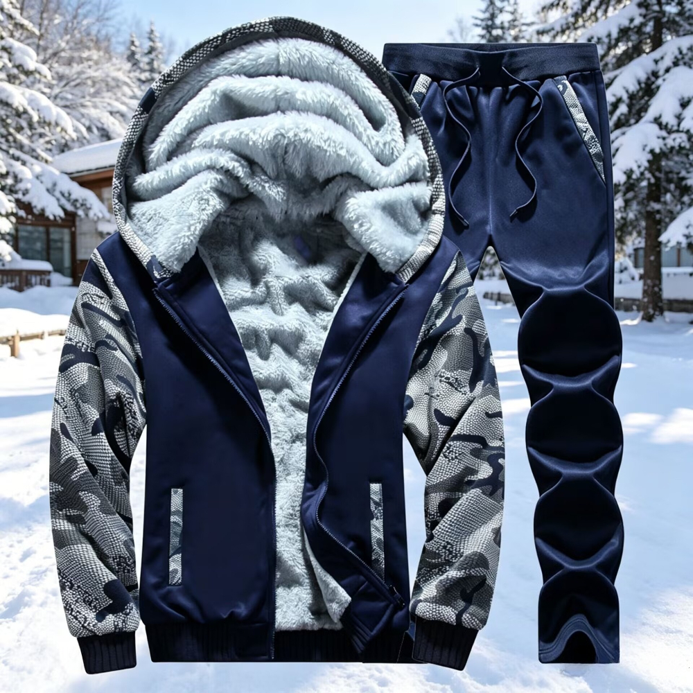 Outdoor Adventure Trips - Men's Tracksuit Fleece Hooded Thickened Winter