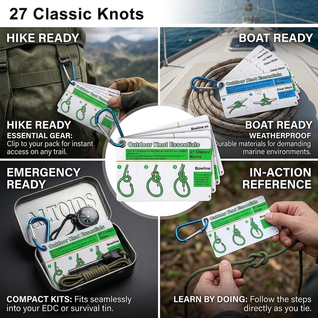 Outdoor Adventure Guide - Outdoor Knots Pocket Guide Waterproof Cards