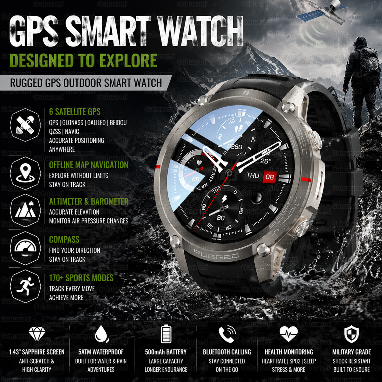 Outdoor Adventure World - Outdoor Tactical GPS Smart Watch Offine