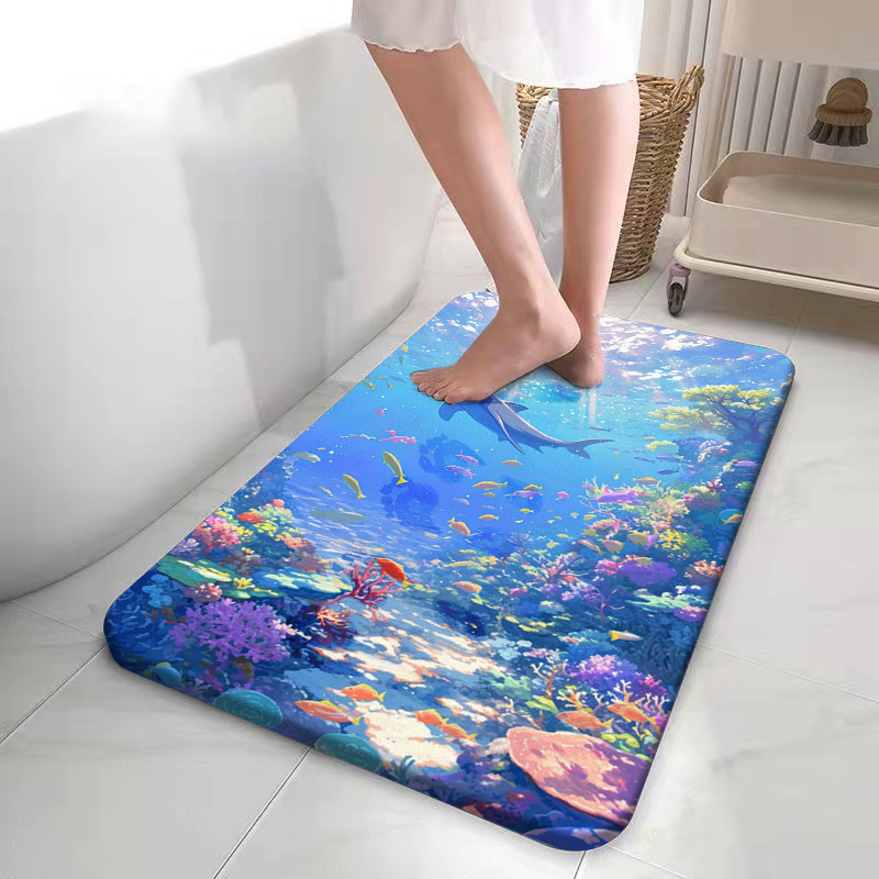 Outdoor Adventure World - Dolphin Fish School Coral Bath Rug