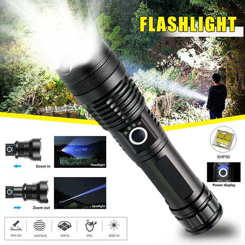 Outdoor Adventure Trips - High Power XHP70 Led Flashlight USB-C