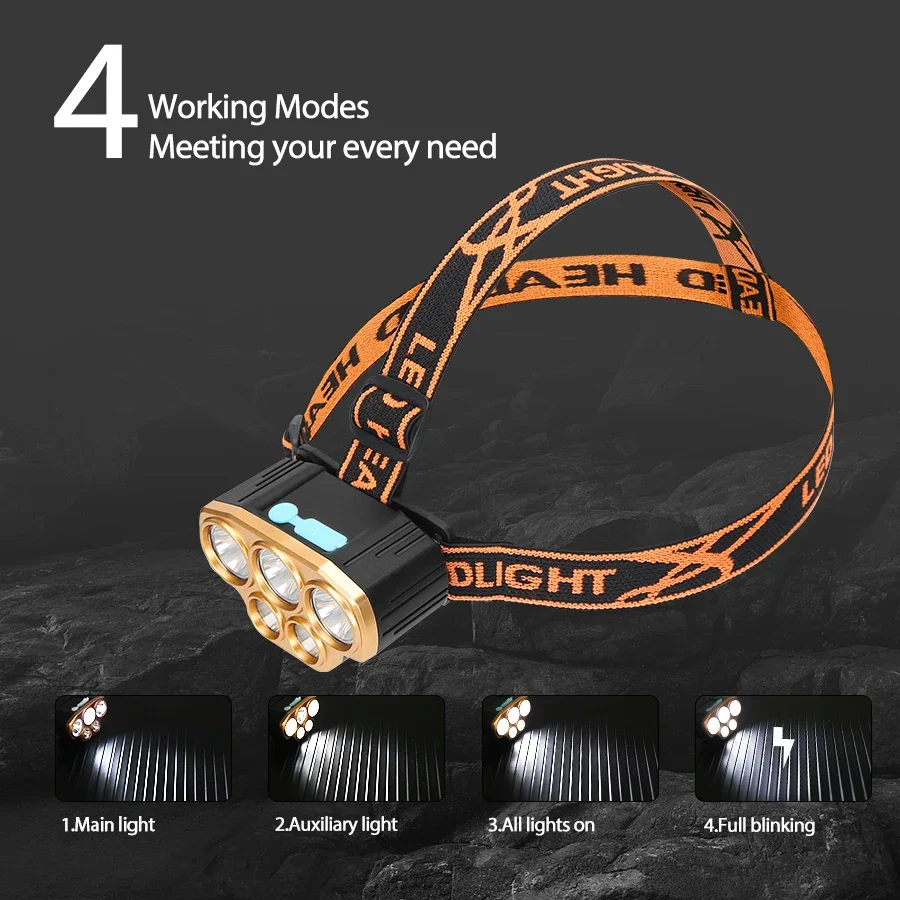 Rechargeable 5 LED Headlight U - Headlamp Waterproof Rechargeable 评论和价格
