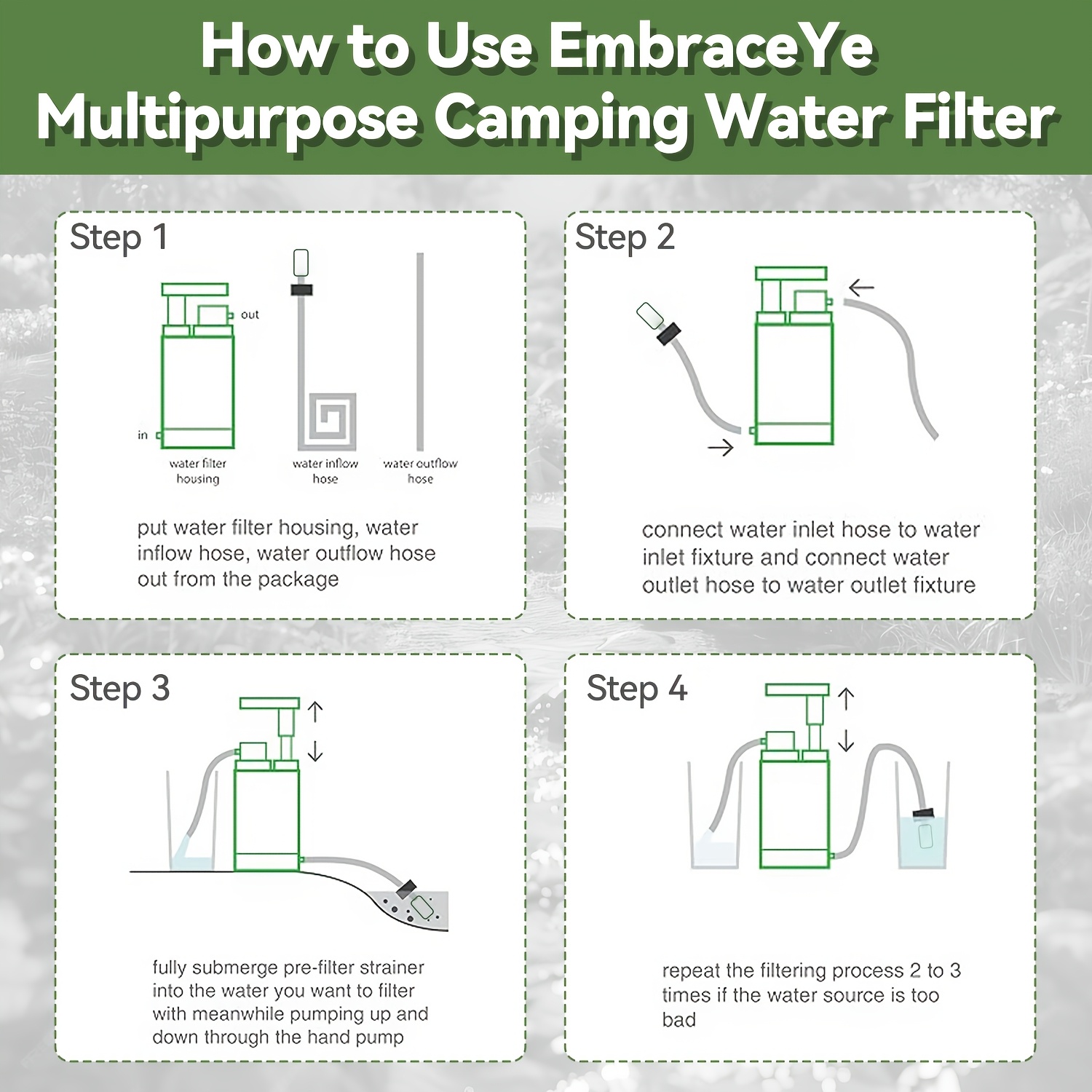 Portable Water Purifier Pump w - Outdoor Adventure Backpack 评论和价格