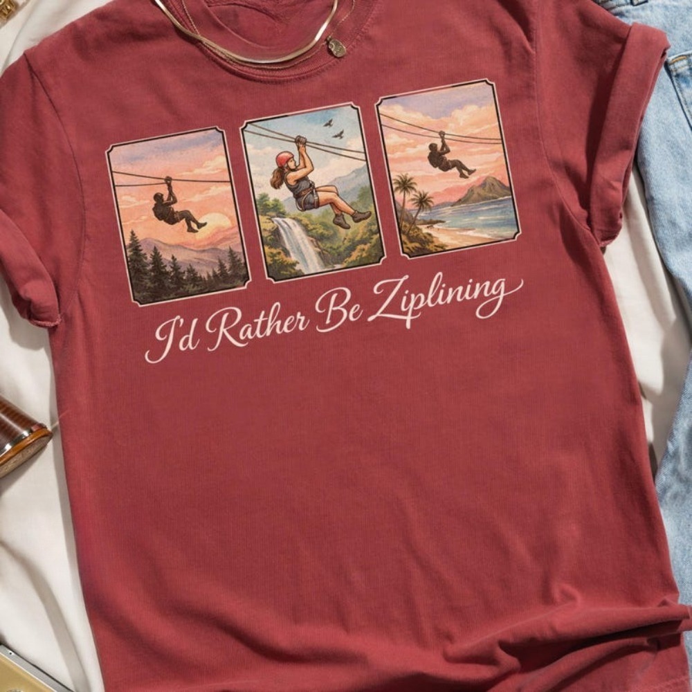 I'd Rather Be Ziplining T-Shir - Outdoor Adventure Ziplines & Waterfall Puerto Vallarta 评论和价格