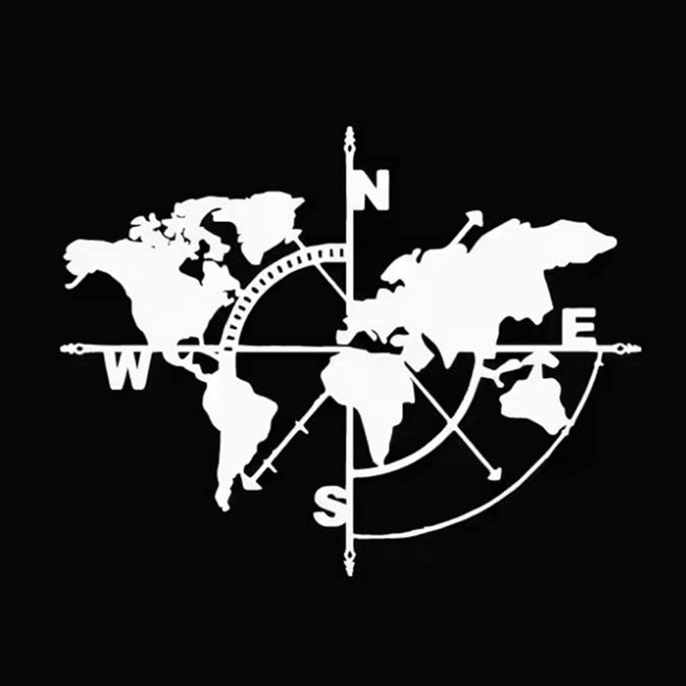 Compass World Map Vinyl Decal, - Outdoor Adventure World 评论和价格